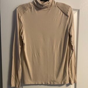 Beige Turtleneck Long Sleeve Top